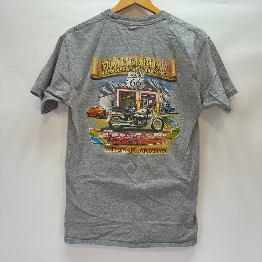 Harley Davidson T Shirt Mens Medium Gray Kingman AZ Route 66 Biker Hanes